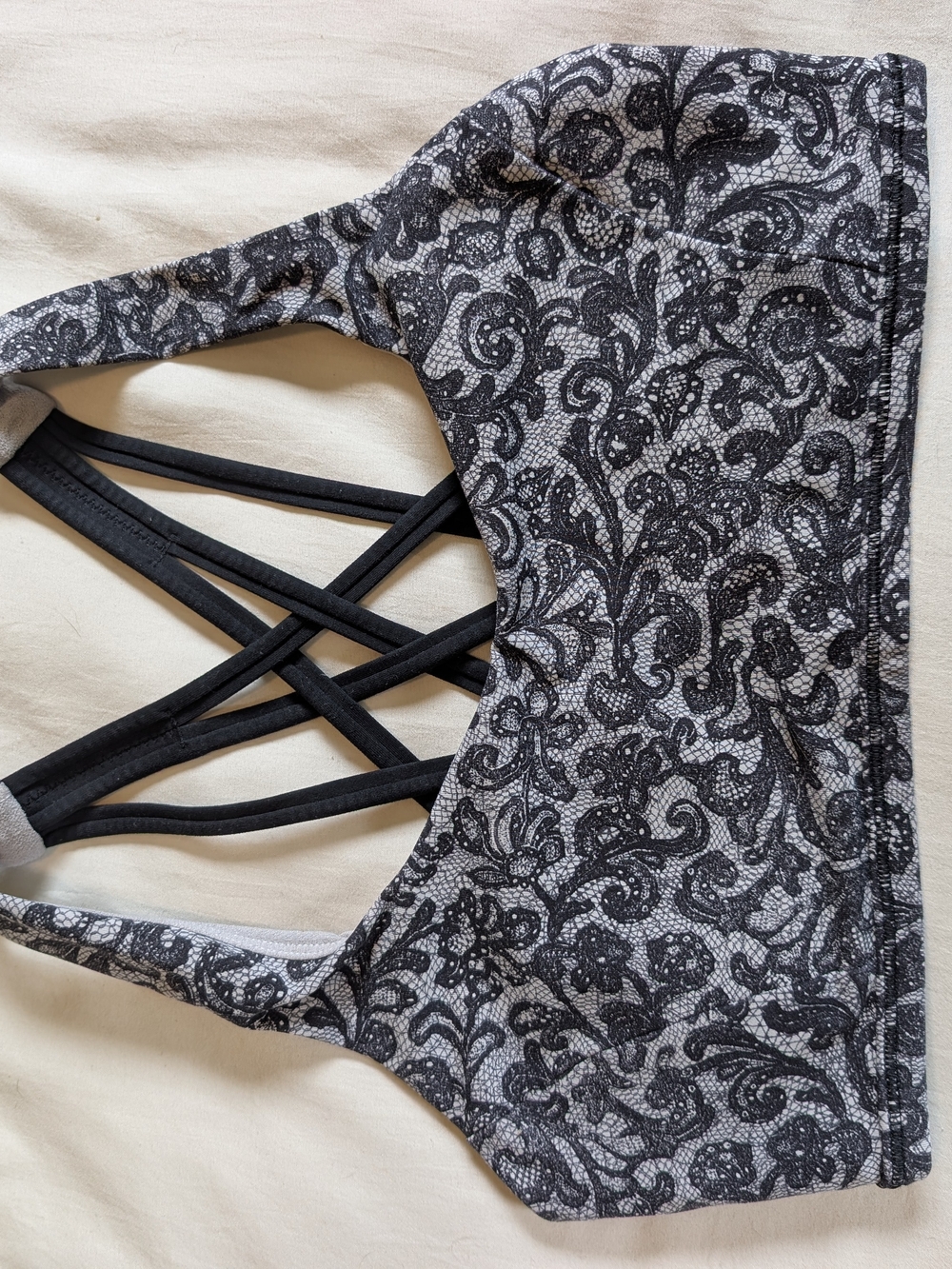 Lululemon Athletica Printed Gray & Black Strappy Sports Bra